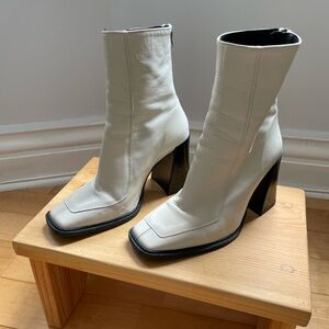 White Leather Booties